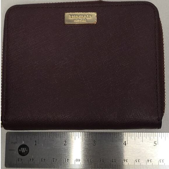 KATE SPADE NEW YORK BURGUNDY LEATHER WALLET – ZIP AROUND – MULTI-COMPARTMENT - Picture 8 of 10